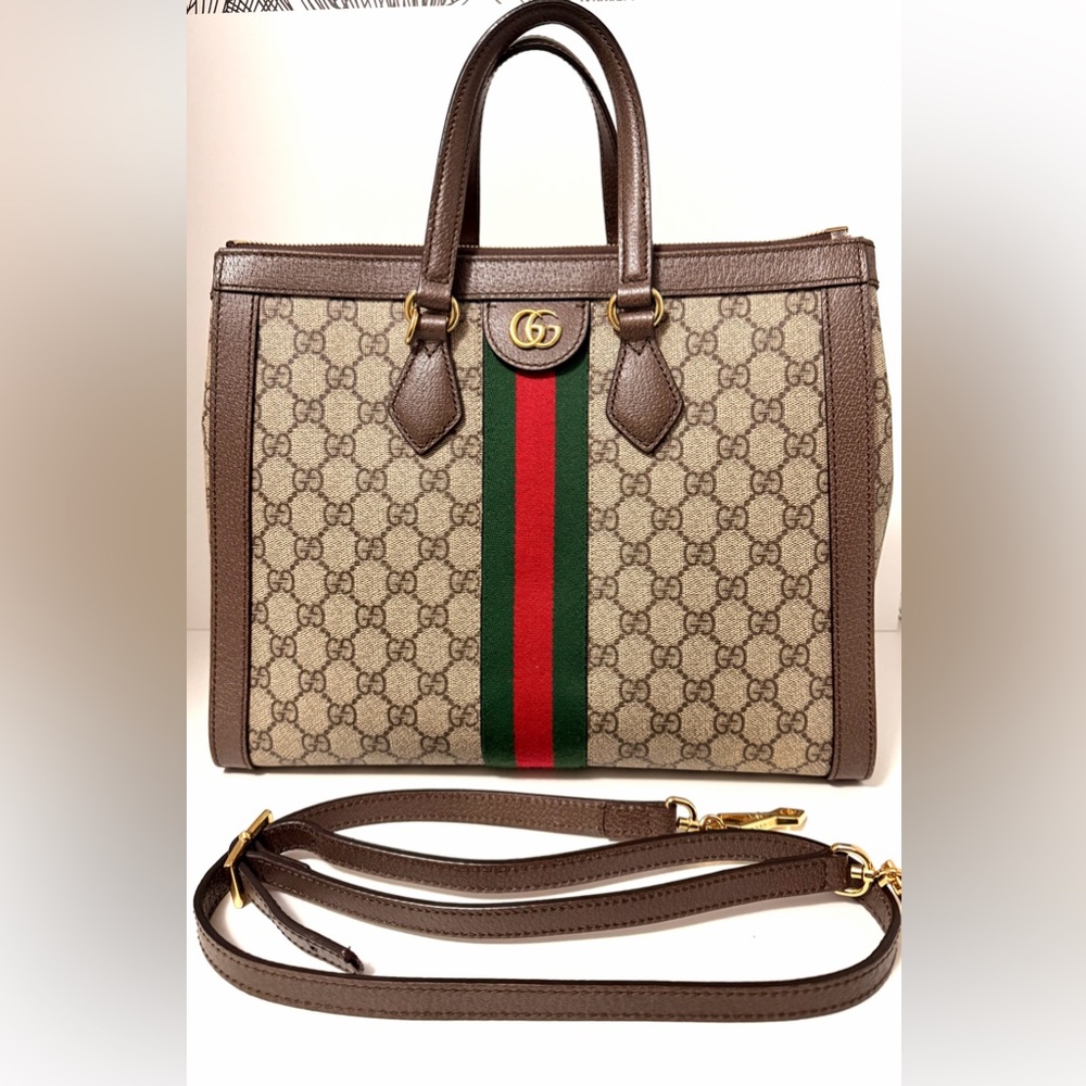 Gucci Monogram Supreme Ophidia Medium Tote – Authenticated – Excellent Condition